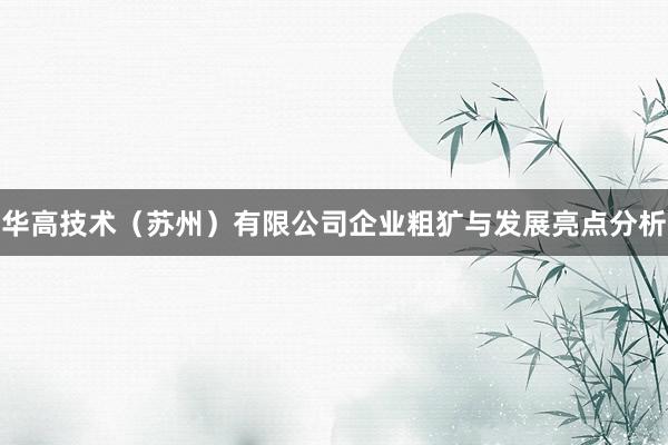 华高技术（苏州）有限公司企业粗犷与发展亮点分析