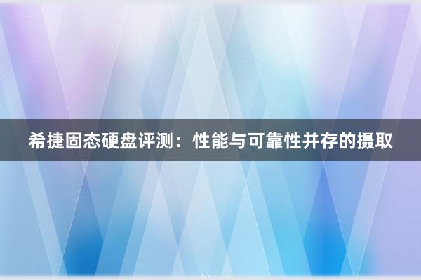 希捷固态硬盘评测：性能与可靠性并存的摄取